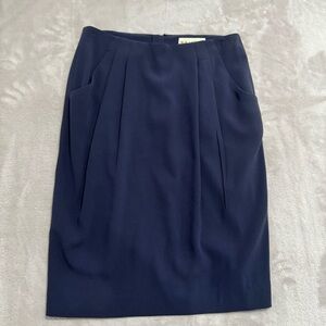 M.M. Lafleur A-Line Skirt Women's 4 Blue Slouchy Pockets Pleats